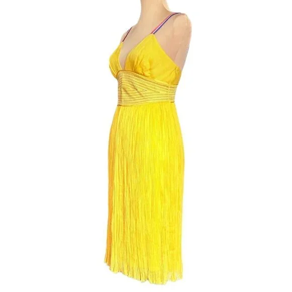 NWOT Catherine Malandrino Flowy Dress Sz.6 100% Silk Yellow Event Feminine - Picture 4 of 15